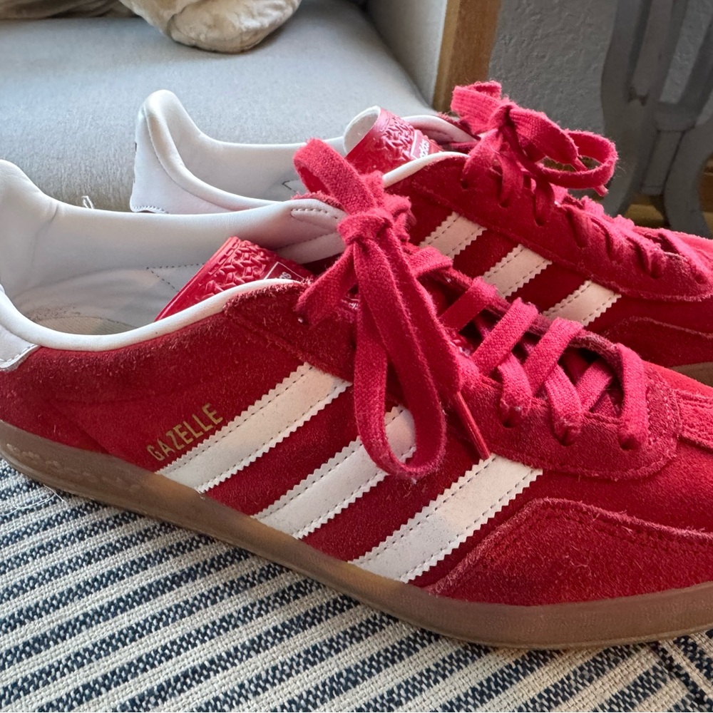 Adidas Red and White Sneakers
